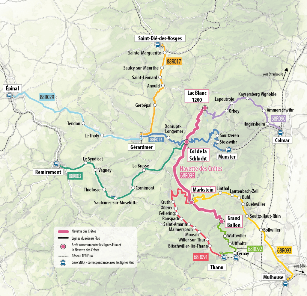 Carte ligne Navette des Crêtes © Massif des Vosges