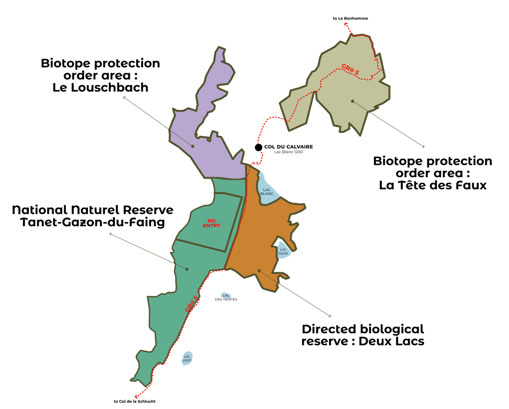 Map of protected areas near Lac Blanc resort - Vosges